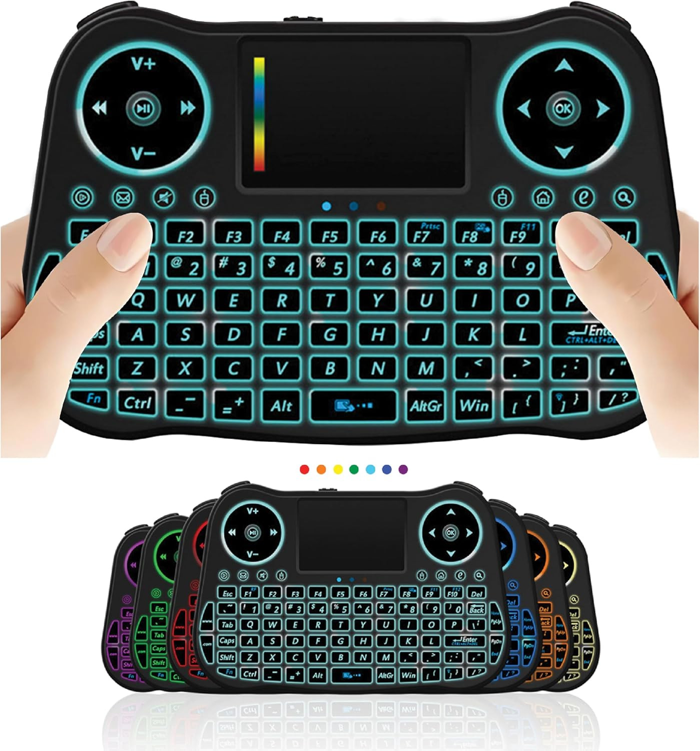 Mini teclado inalámbrico con control remoto y panel táctil para ratón