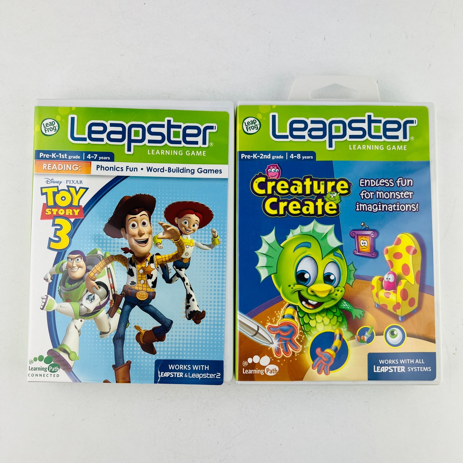 Leap Frog Leapster Learning Games Lot #1 Toy Story 3 & Creature Create