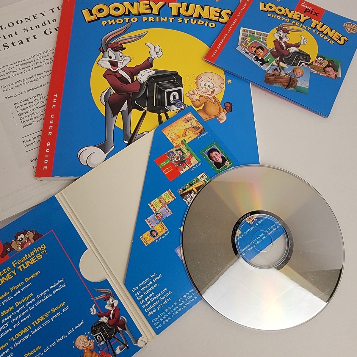 Vtg Looney Tunes Photo Print Studio 1998 PC Computer Software Warner Bros VG B15
