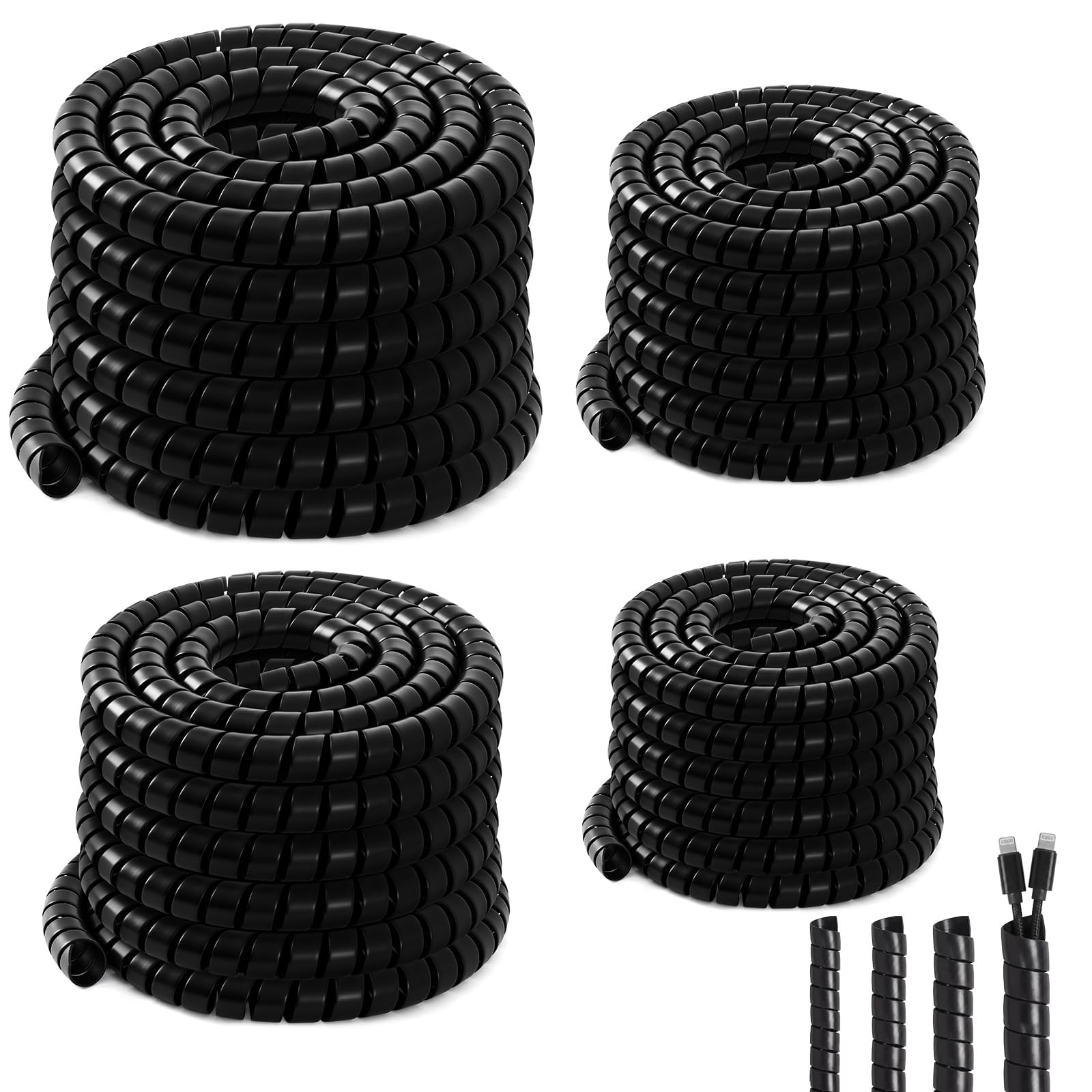 Innconee 4 Pcs Spiral Wrap Cable Protector, Safe 1/4"+3/8"+1/2"+3/4" Od x 25 ...