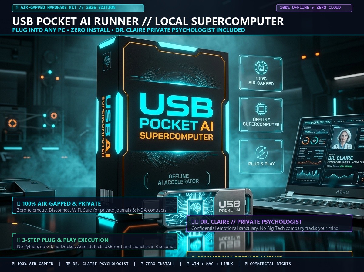 Offline AI USB Pocket AI Runner Portable LLM Supercomputer 1-Click Kit