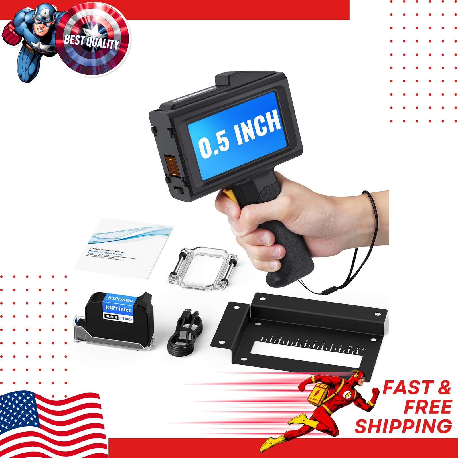 JC01 0.5 Inch Handheld Inkjet Printer Intelligent Portable Date Code Label