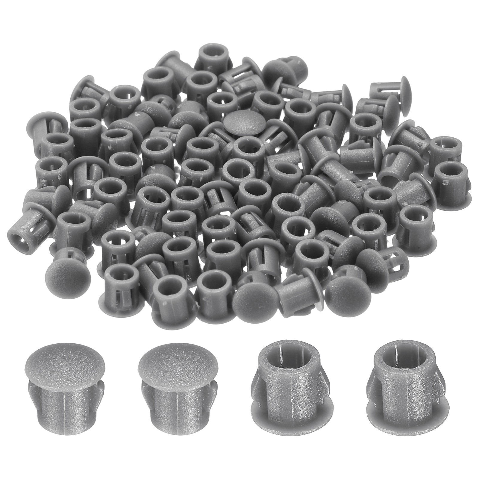100-PackGray Hole Plugs, 6mm / 0.24 Inch Plastic Hole Cover Panel Plugs