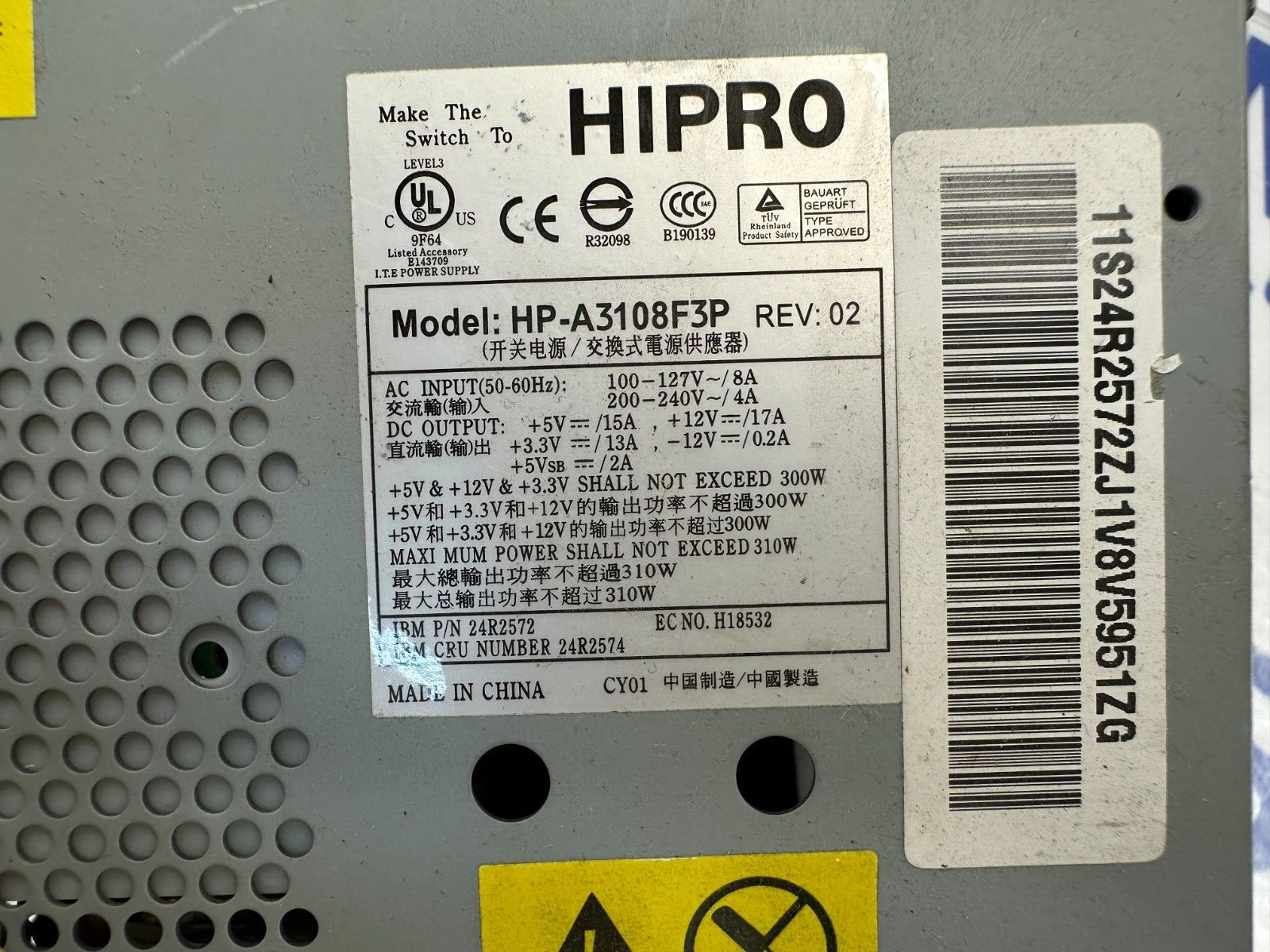 HiPro HP-A3108F3P PSU Power Supply