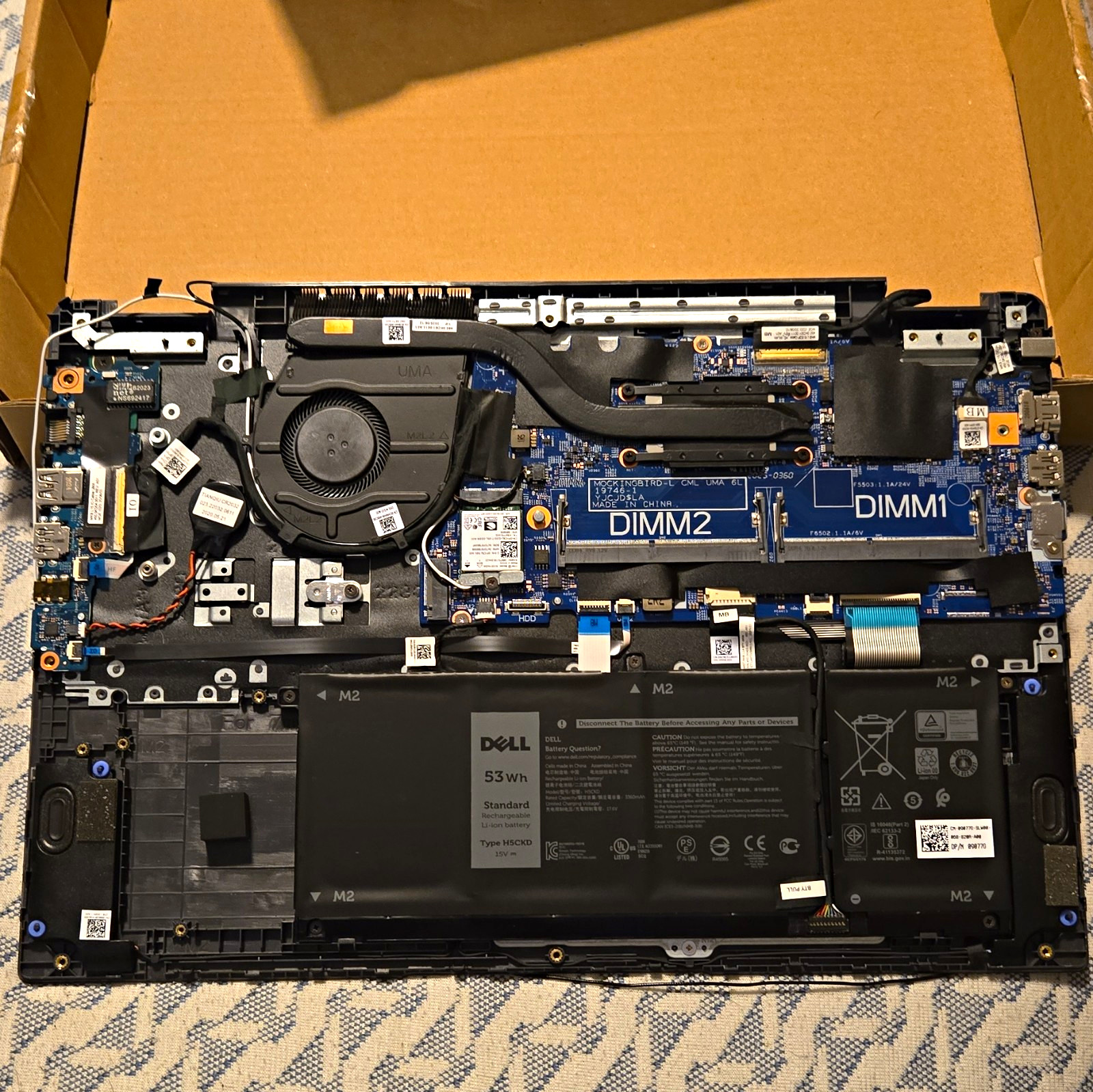 Dell Bottom Case Housing w/ Keyboard & Touchpad Black Whole Bottom Of Computer