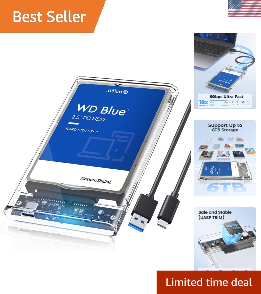 Effortless Installation 2.5 inch HDD/SSD Enclosure - USB C 5Gbps, UASP Supported