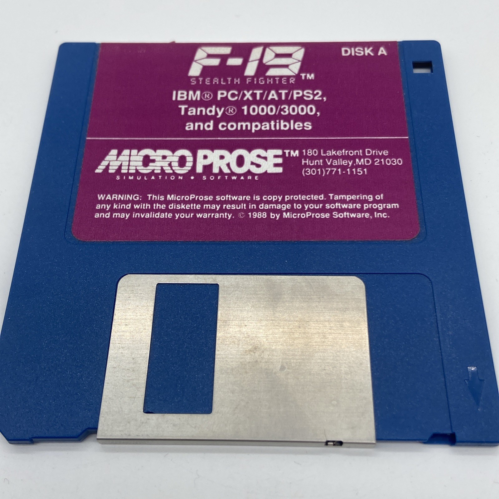 1988 F-19 Floppy Disk  IBM Micro Prose VTG PC games untested