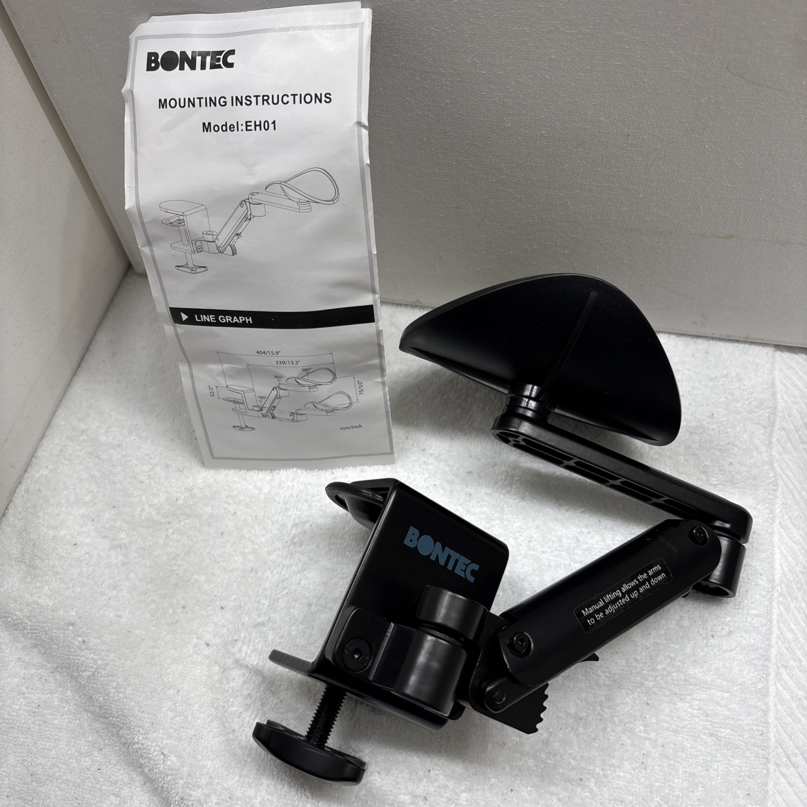 BONTEC Ergonomic Arm Rest Support Extender for Desk Armrest Pad Rotating Elbow