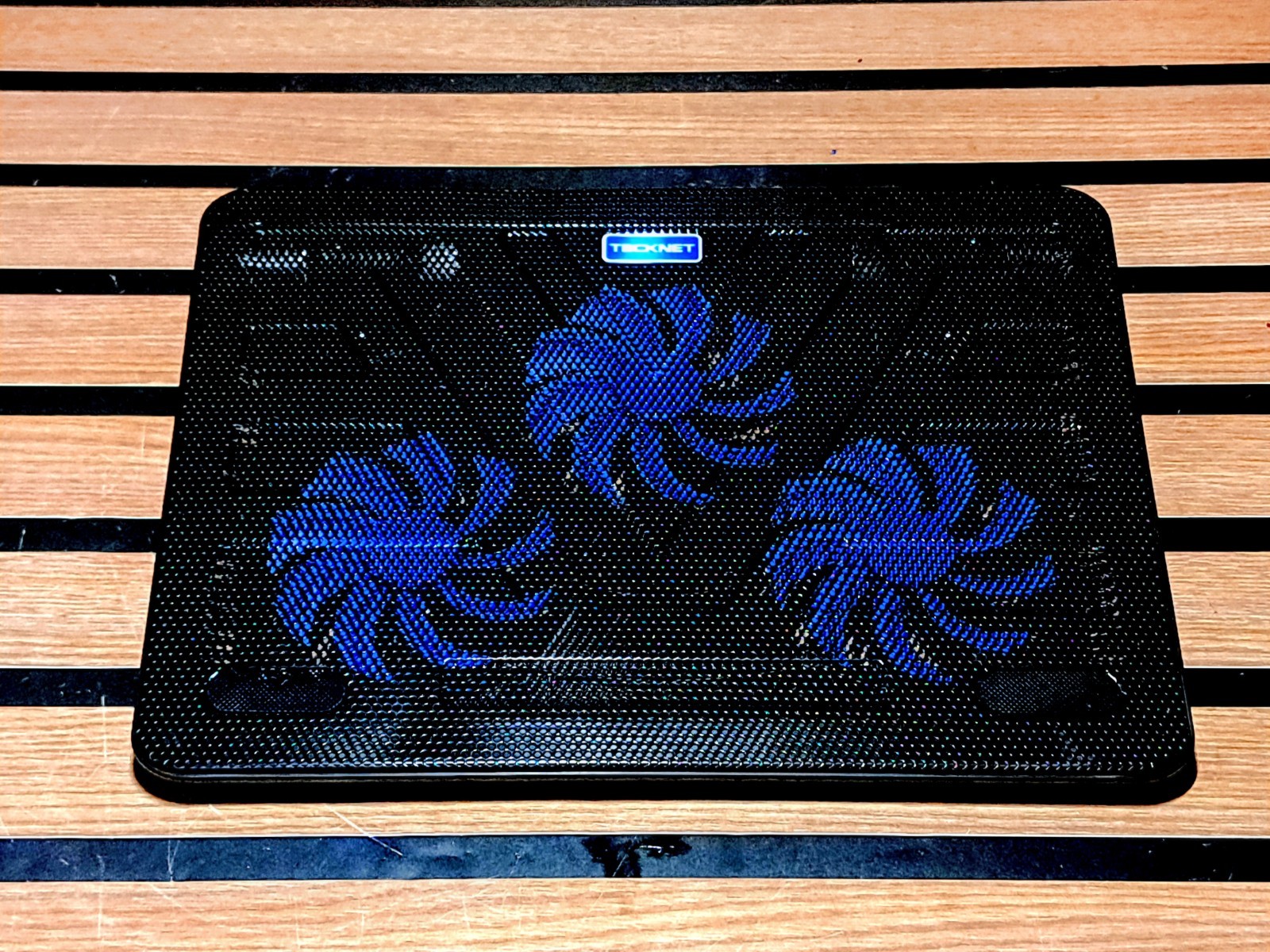 TeckNet Laptop Cooling Pad | Portable Slim USB Powered  3 Blue LED Fans Black
