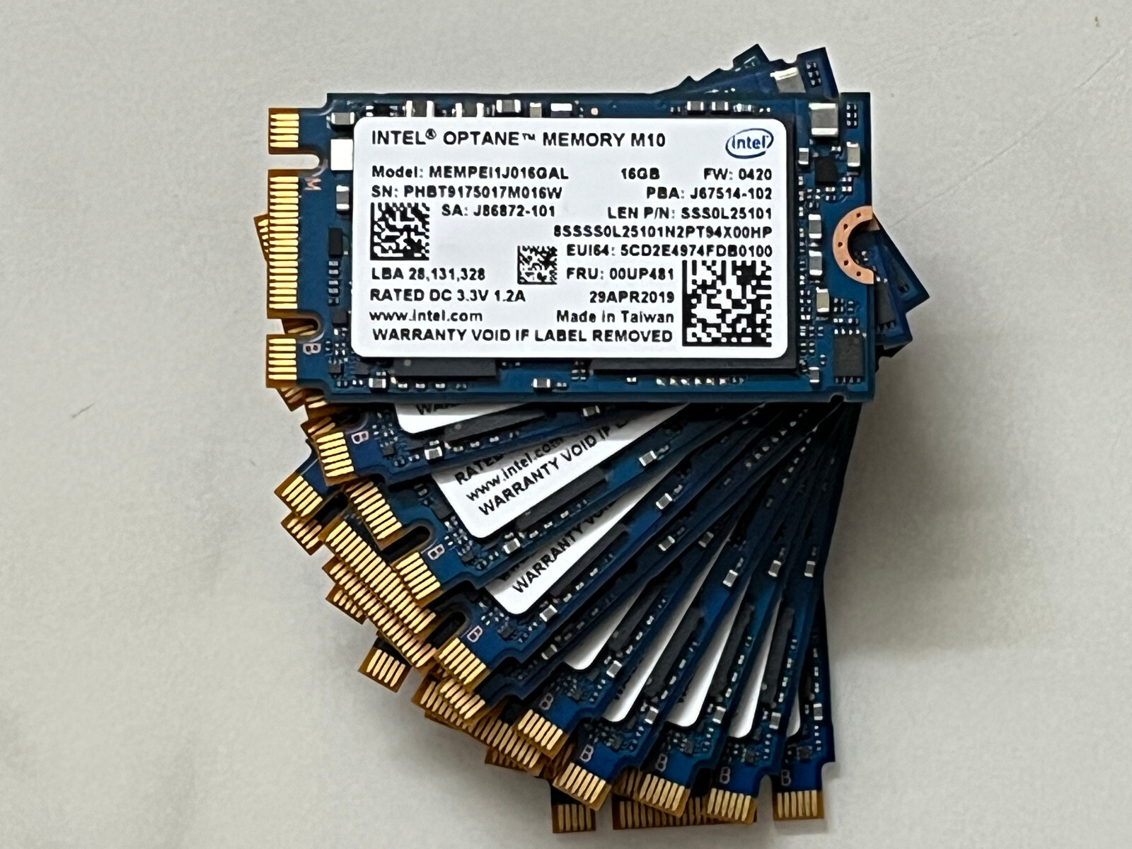 10 pcs Intel Optane Memory M10 SSD M.2 2242 16GB MEMPEI1J016GAL PCIe Nvme Xpoint