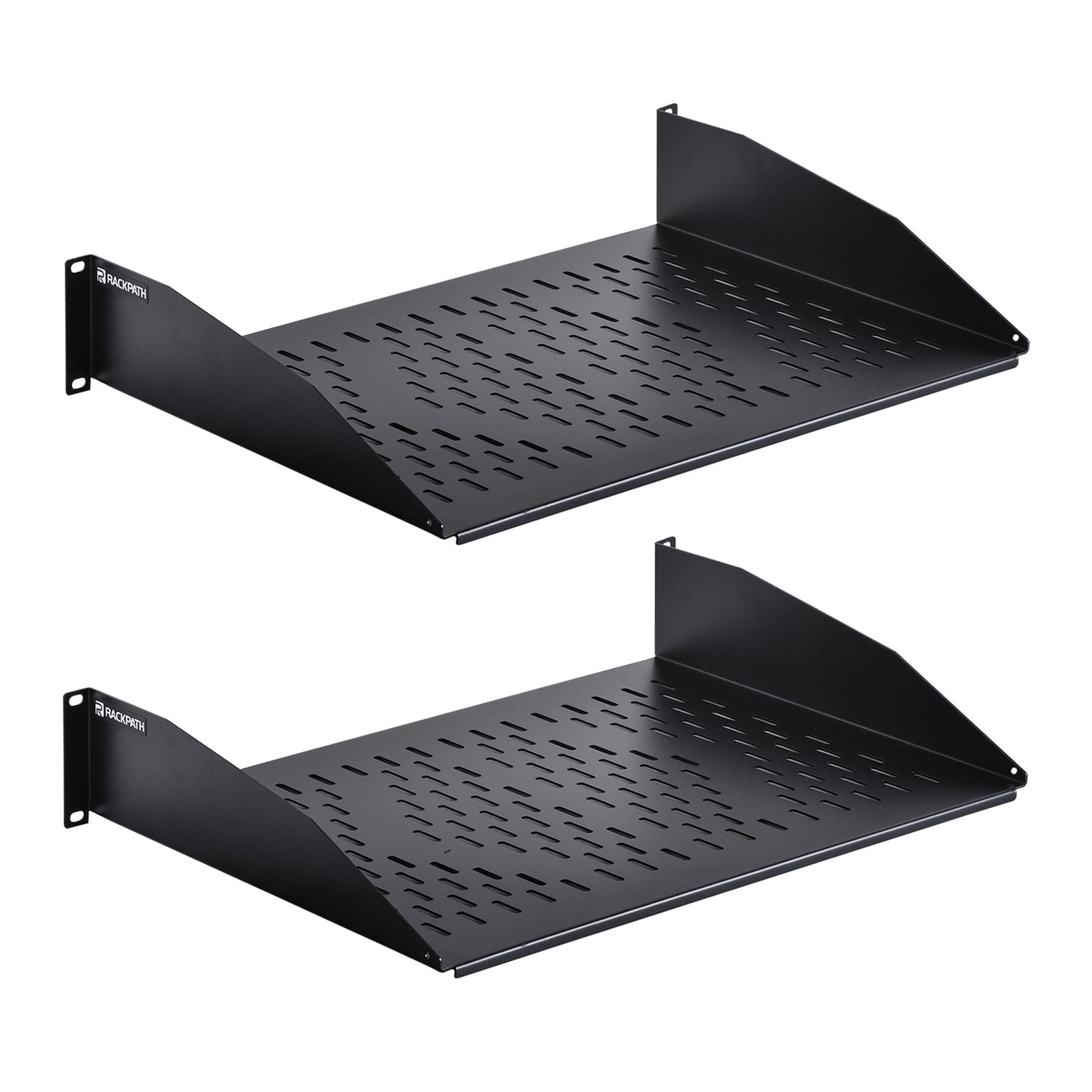 2U Cantilever Universal Rack Shelf - 14in Deep – Rackmount Shelf for 19’’ AV/...