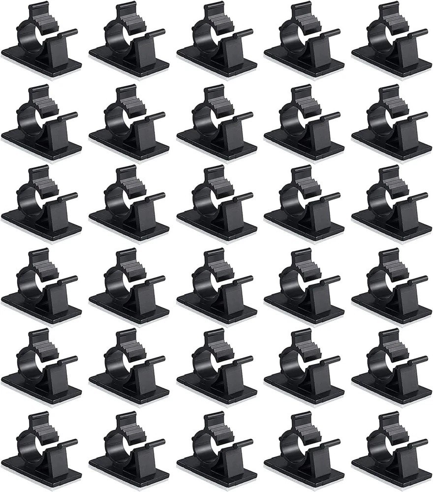 30 Pcs Black Clips Self Adhesive Backed Nylon Wire Adjustable Cable Clips Adhesi