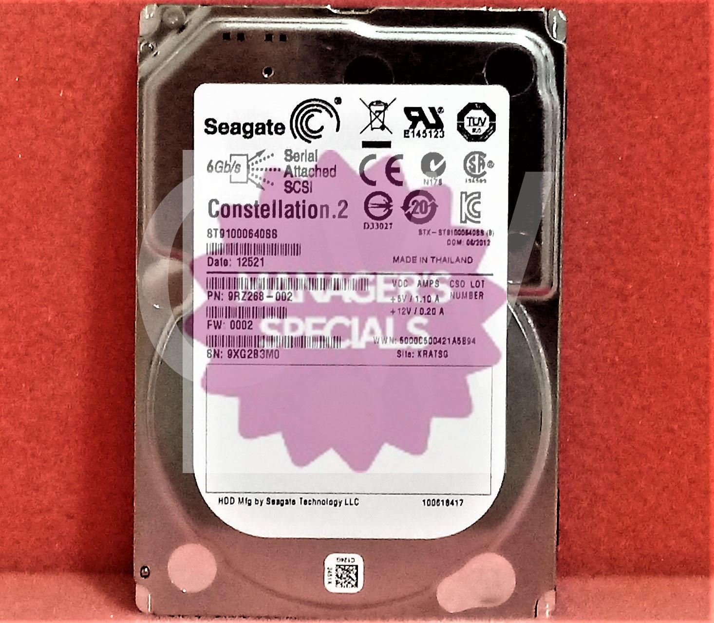 ST91000640SS Seagate 9RZ268-175 1TB 7.2K RPM 6Gbps 2.5" SAS HDD Hard Drive