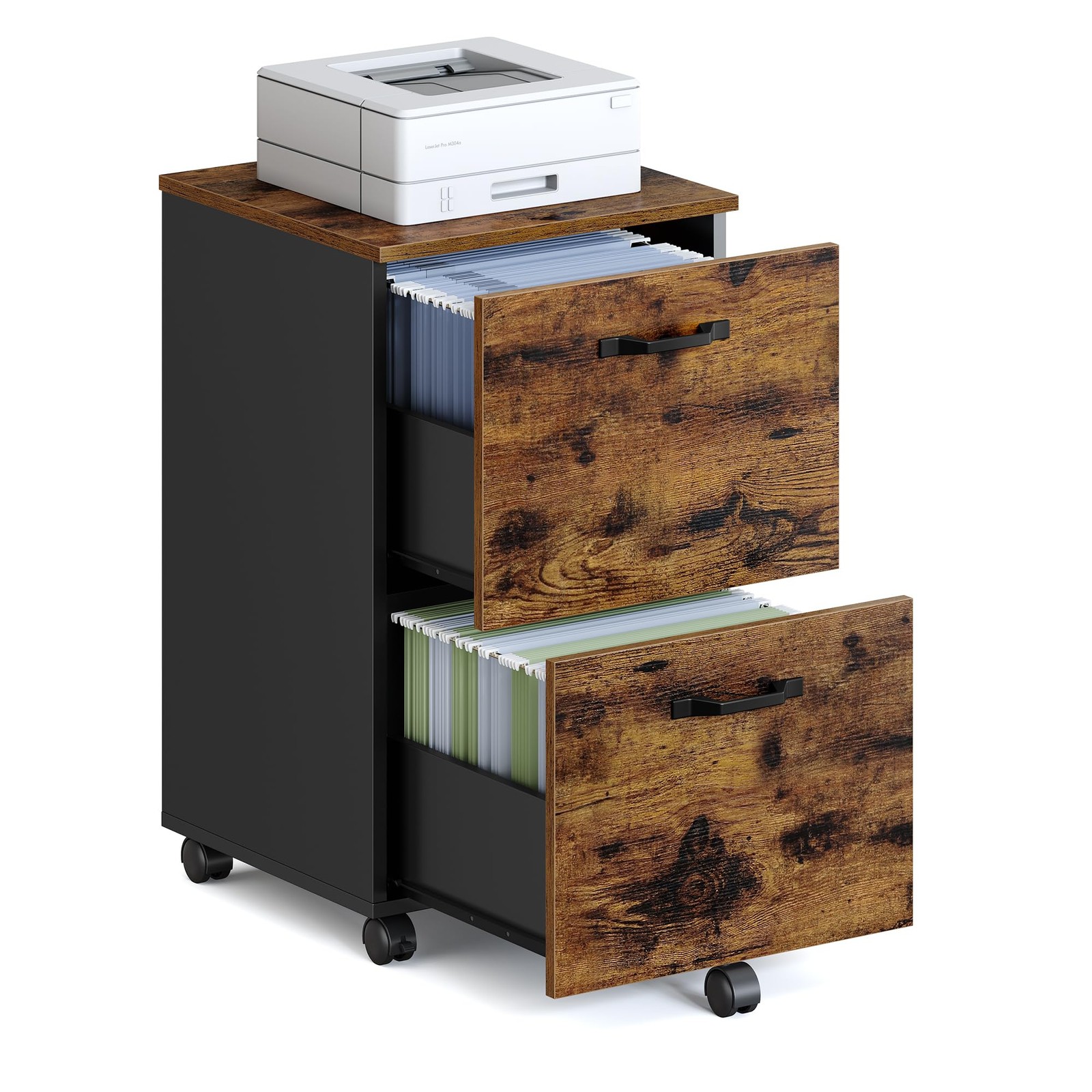 File Cabinet 2 Drawer Small Rolling Storage VASAGLE UOFC040WE01 Filing