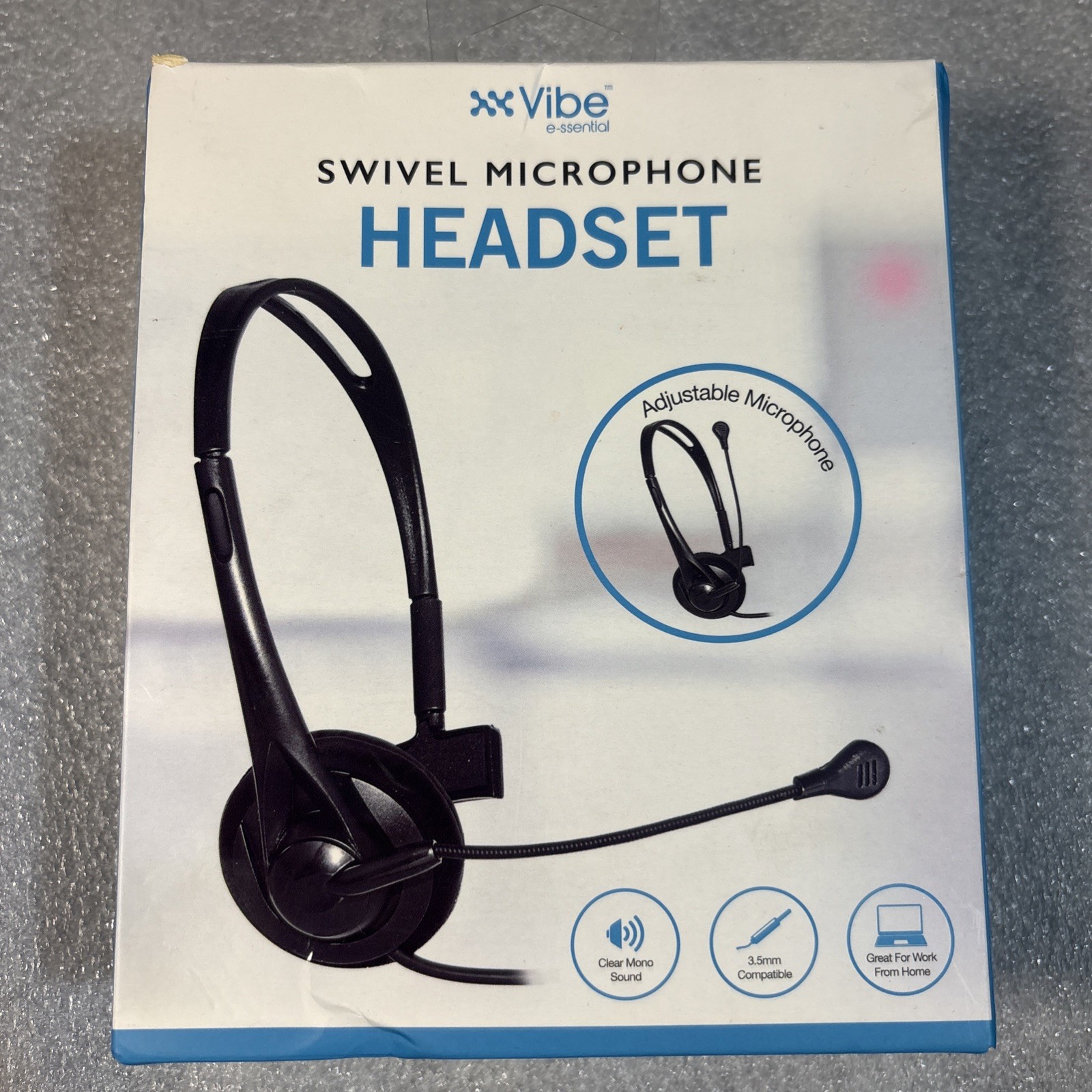 Vibe 3.5mm Plug-In Mono Headset With Swivel Microphone New In Box