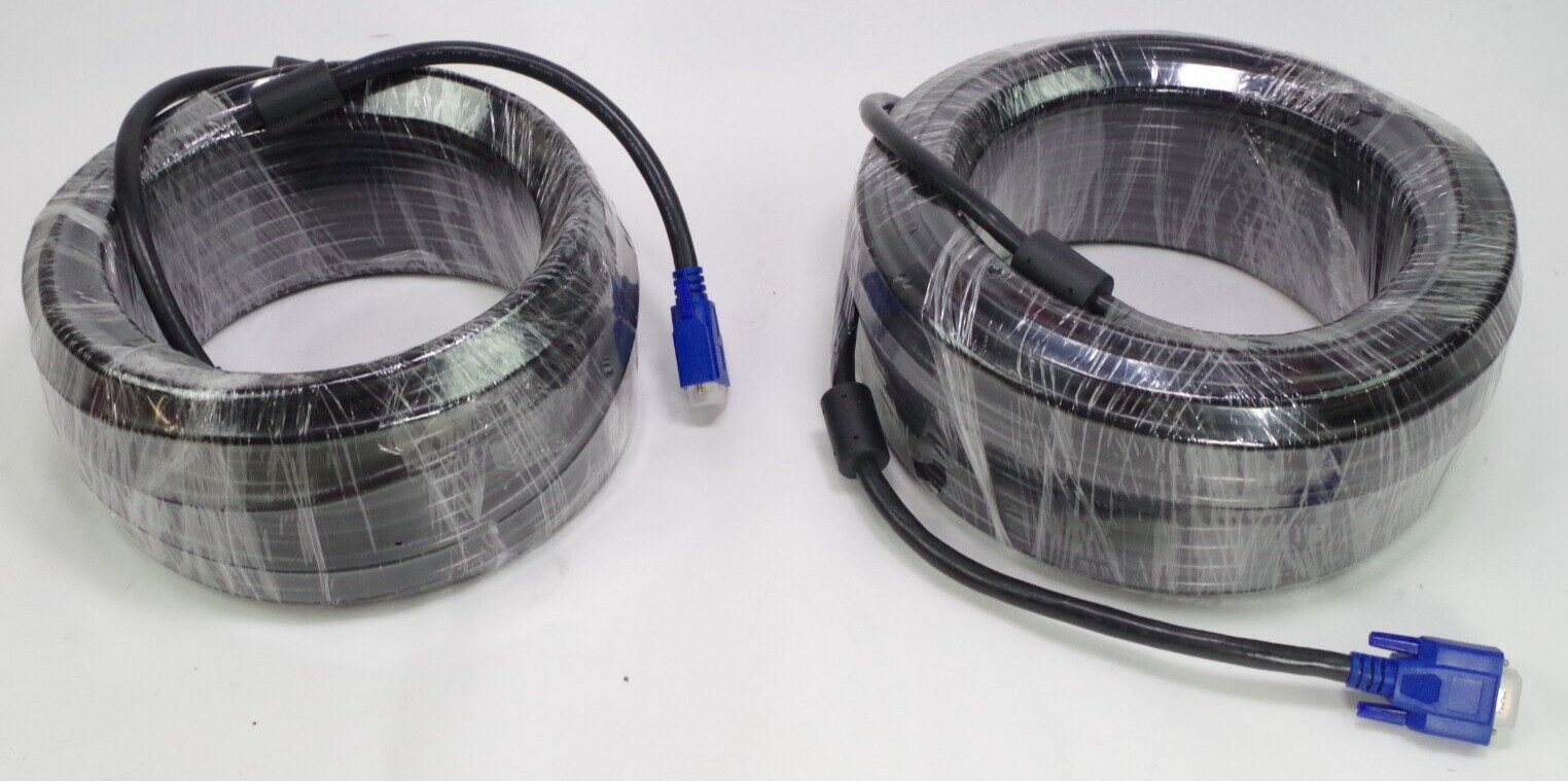 Lot Of Two Very Long Industrial 50ft? 75ft? VGA Cables New Unused