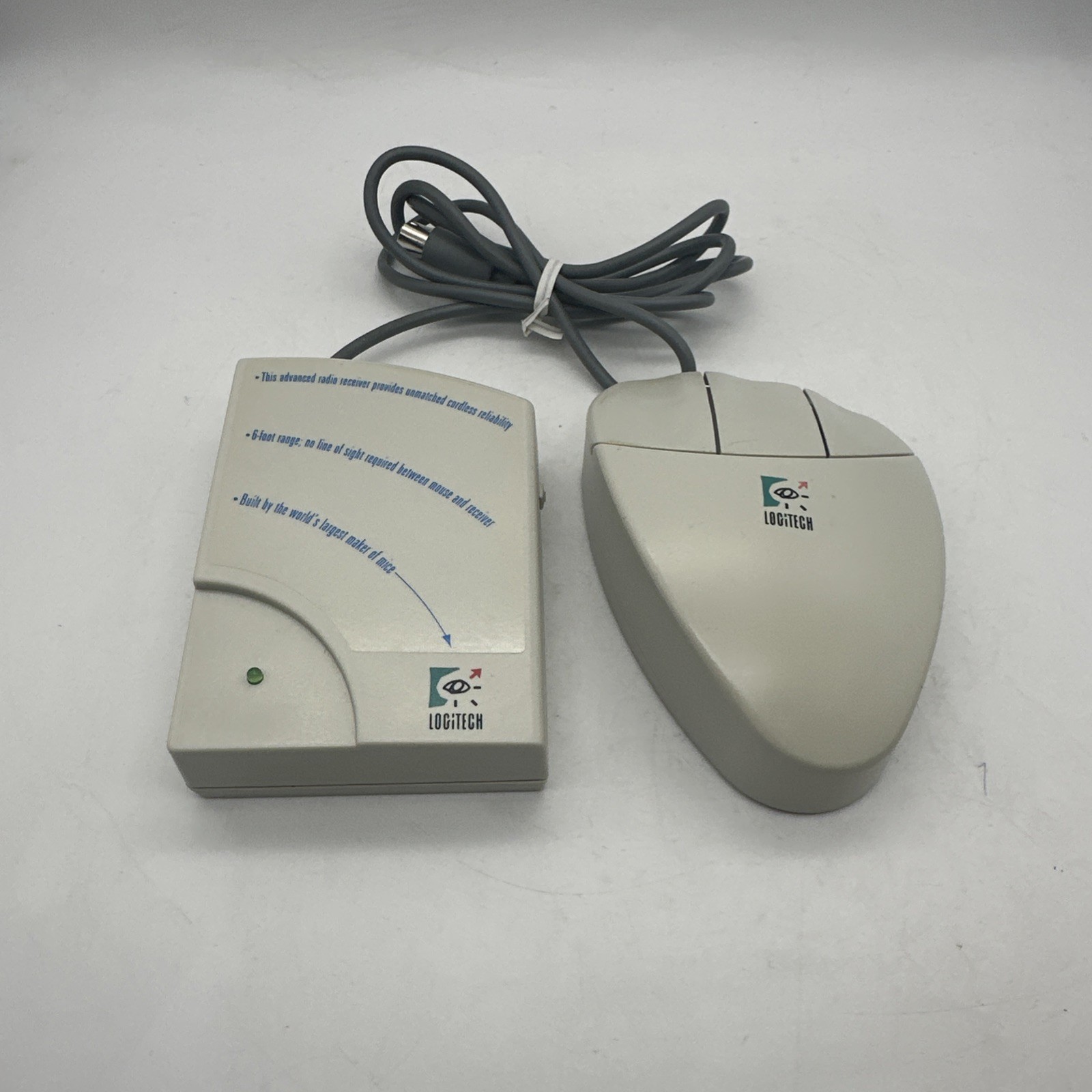 Vintage Logitech Wired Mouse and Receiver M-RC33  White
