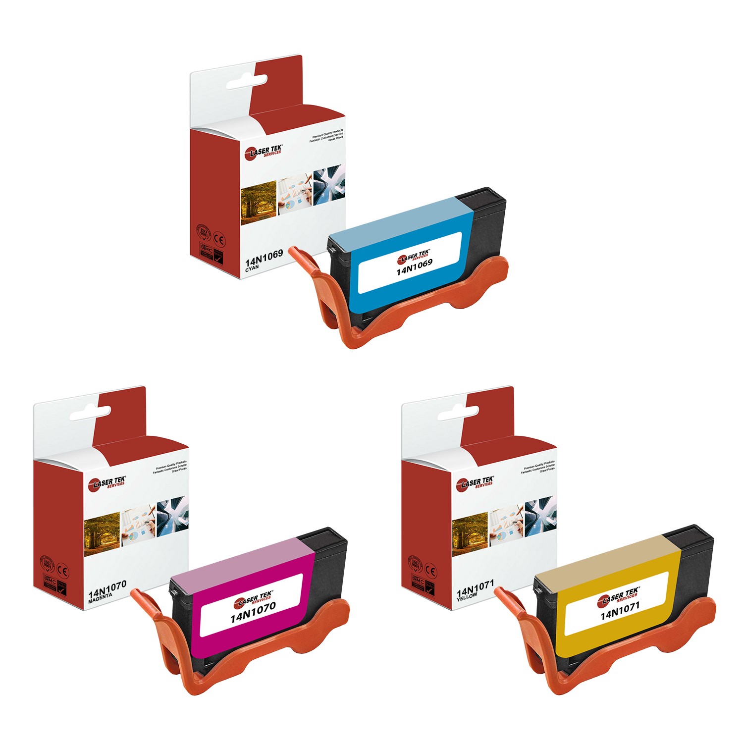 3Pk LTS 100XL C M Y HY Compatible for Lexmark S815 S816 S605 S301 S305 Ink