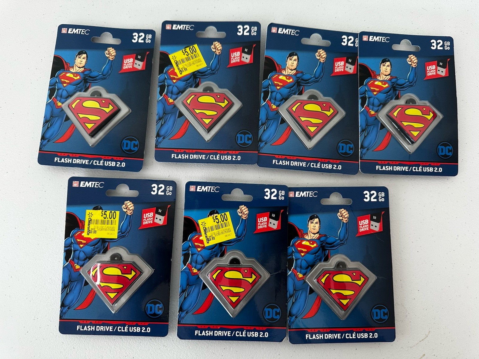 Emtec superman USB 32 GB Flash Drive/Keychain Set of 7