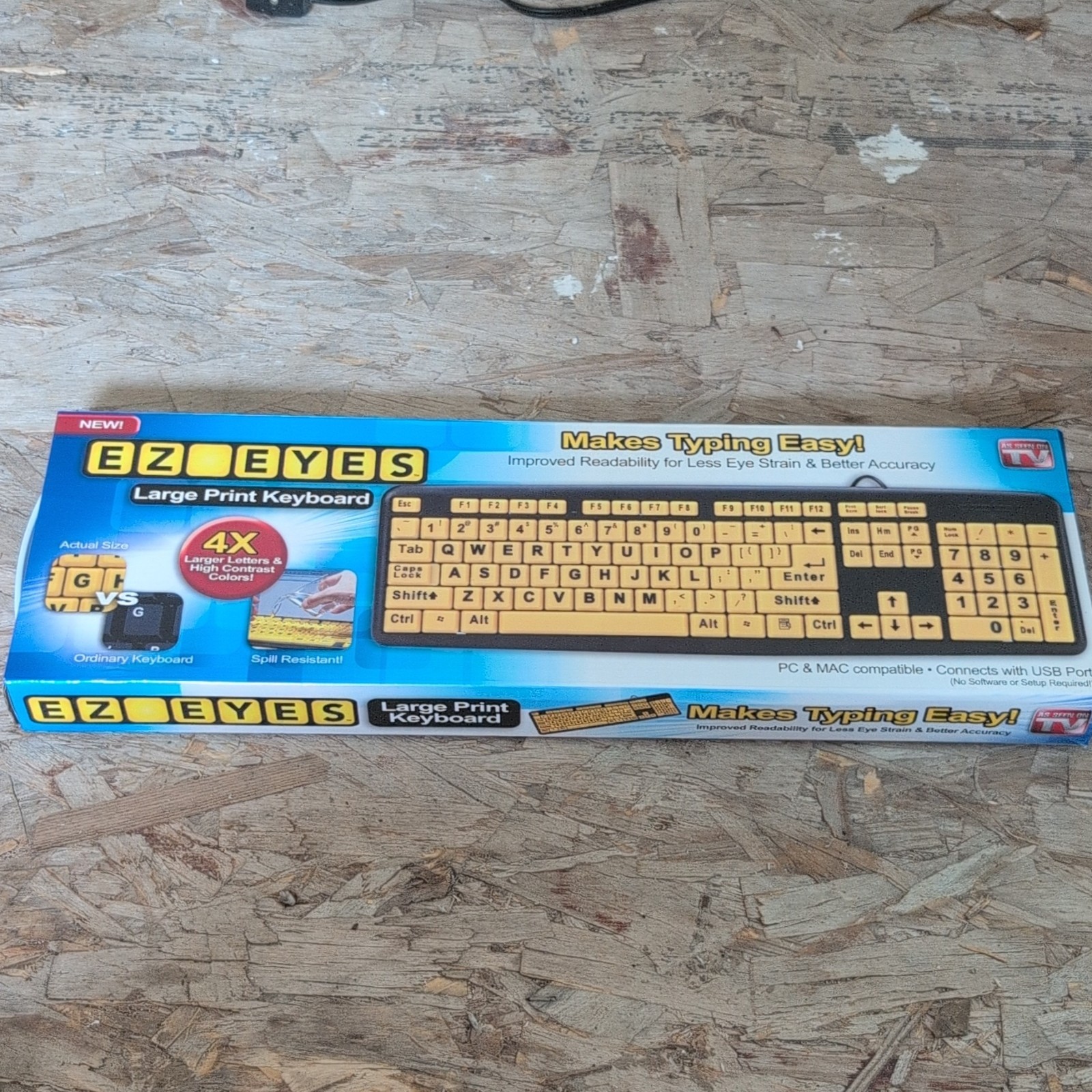 EZ EYES Large Print USB Wired Spill Resistant Keyboard Black/Yellow QWERTY EN
