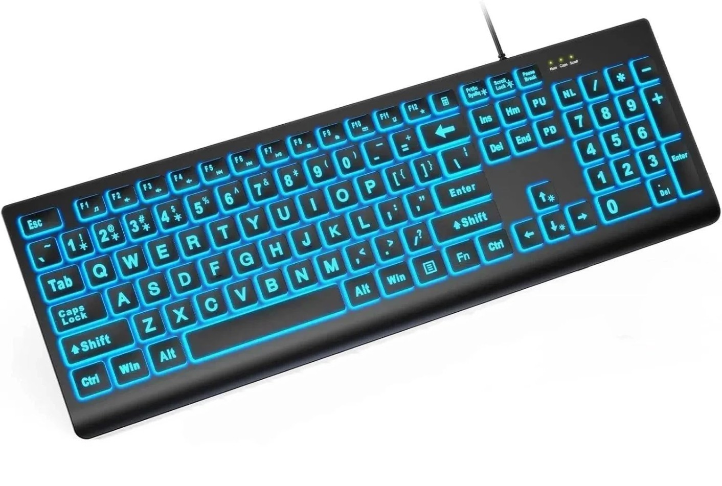SABLUTE K11PRO Large Print Backlit Keyboard, 3X Larger Font Wired USB Lighted Co