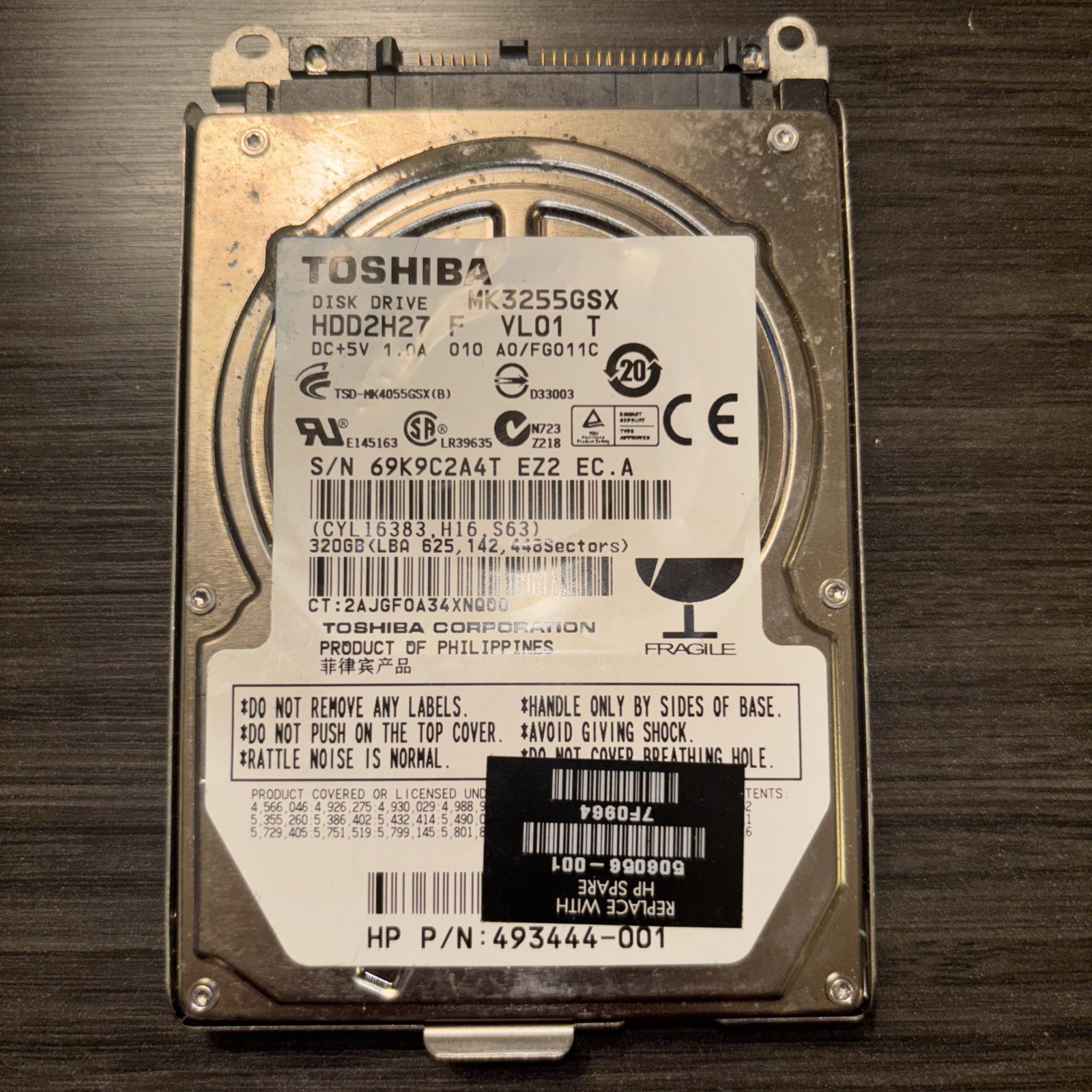 Toshiba MK3263GSX HDD2H23 F VL01 T. Untested