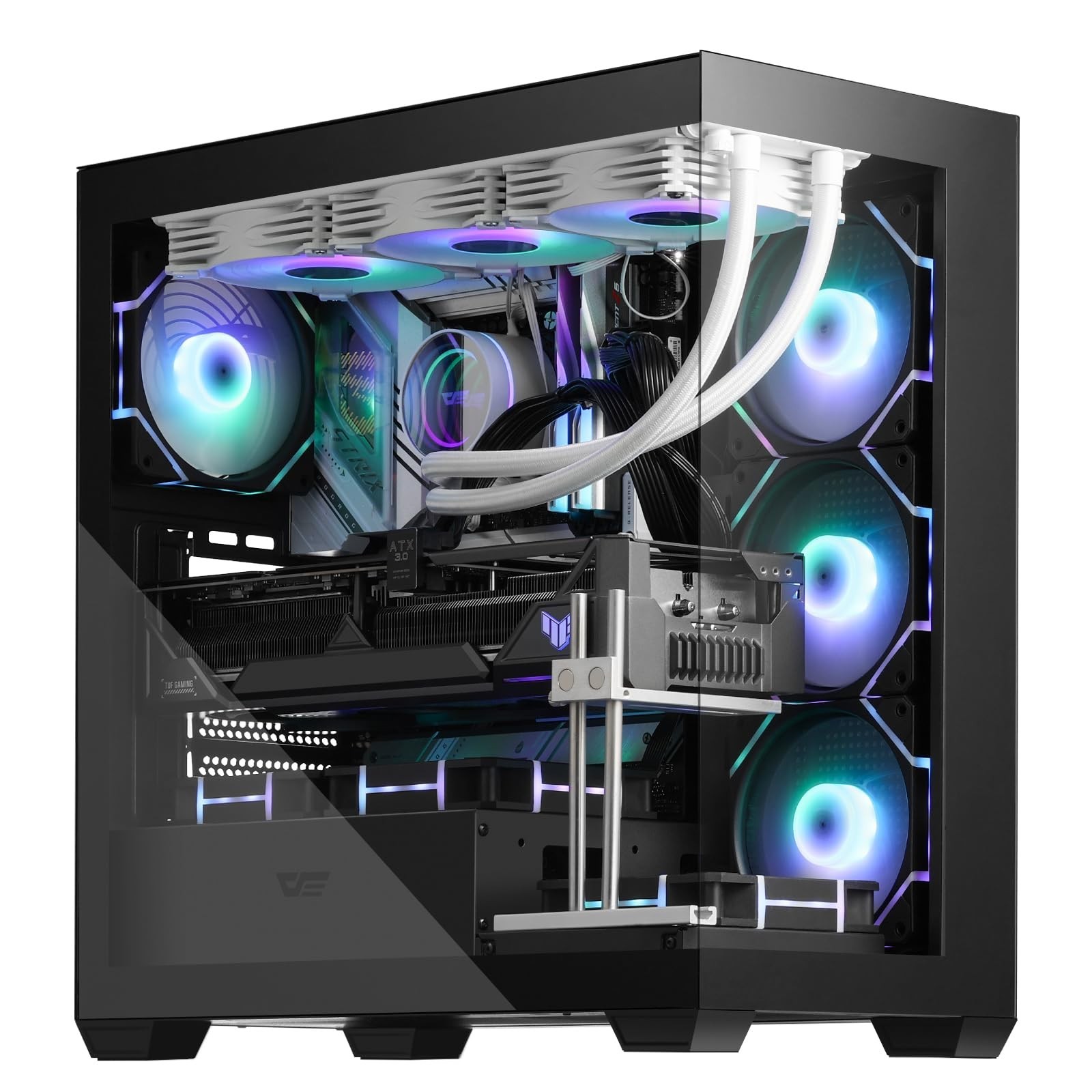 darkFlash ATX Mid-Tower PC Case, Pre-Install 4 PWM ARGB Fans Computer Case, F...