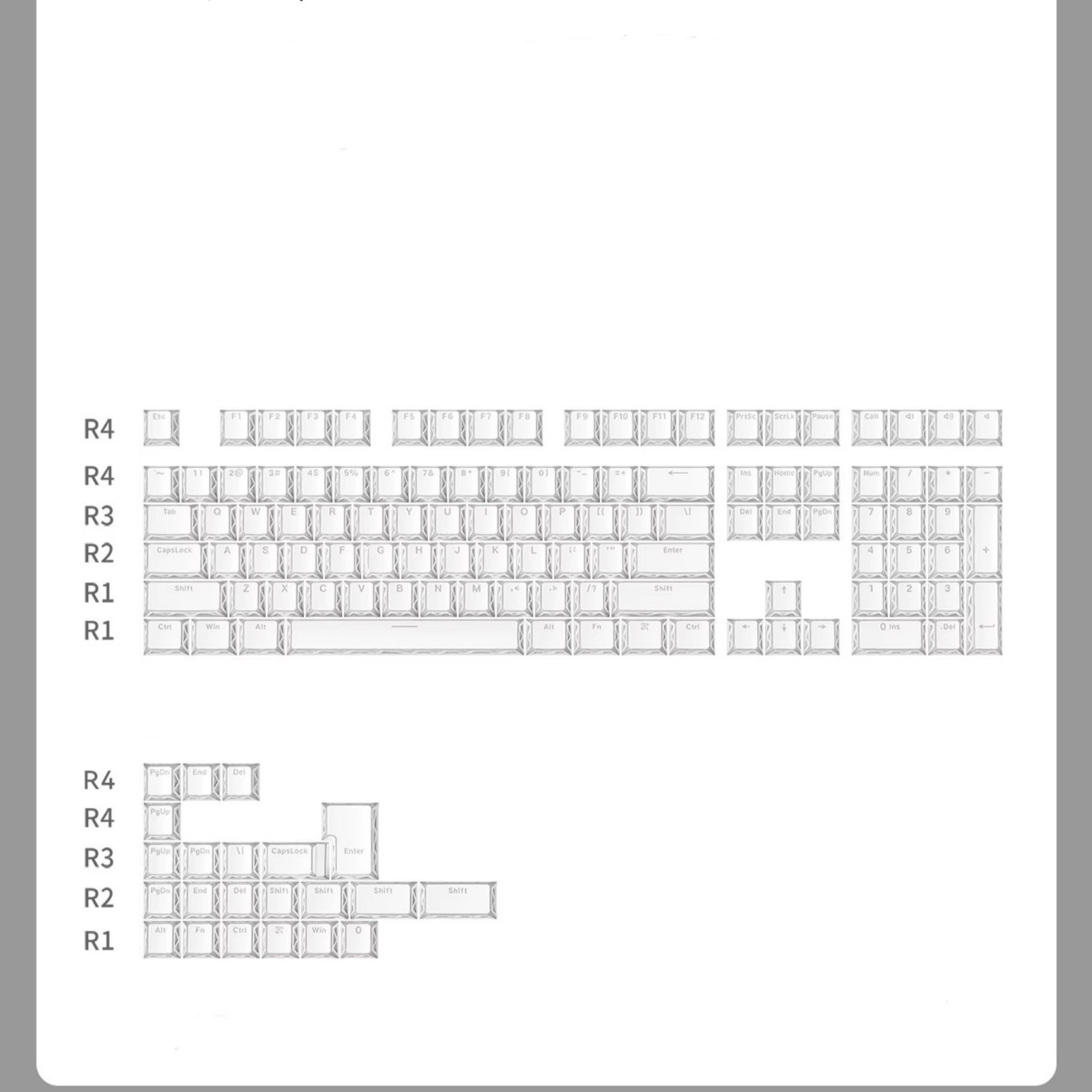 XVX PBT Keycaps 136-Key Set Cherry Profile MX Shine-Through White