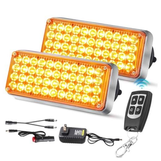 Upgraded Wireless Strobe Lights w/Remote Control for Trucks Amber