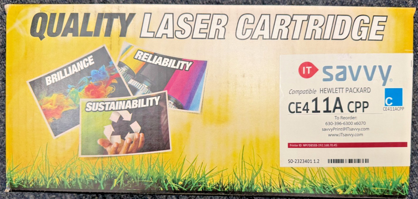 ITsavvy CE411A CPP Cyan Toner Cartridge Compatible HP LaserJet Open Box