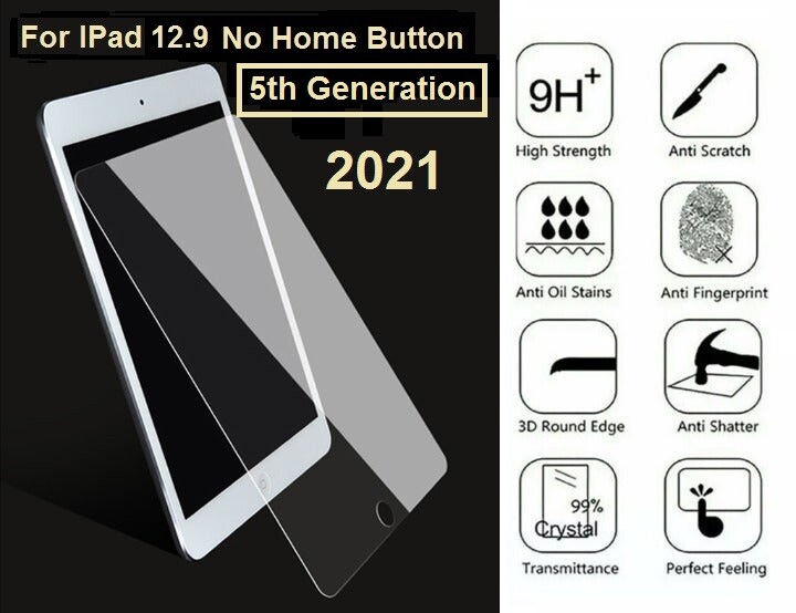 2-Pack 9H+ Tempered Glass Screen Protector for Apple iPad 12.9 5th G 2021