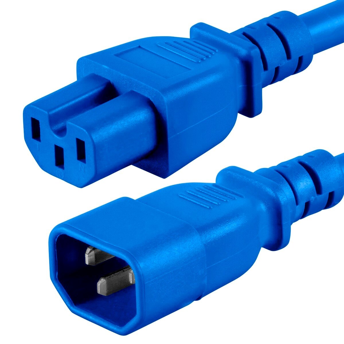 6FT IEC 320 C14 To C15 Power Extension Cord Cable 15A SJT 14AWG PDU UPS Blue