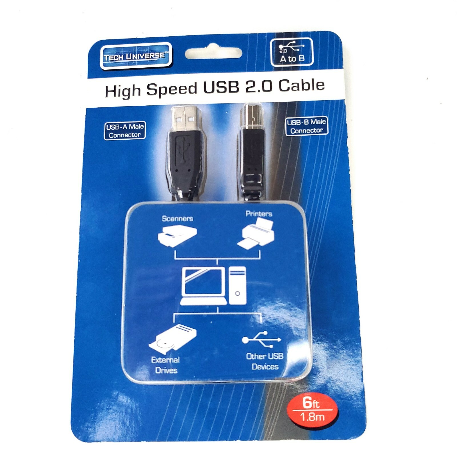 Tech Universe High Speed USB 2.0 Cable 6' TU1309 Brand New 