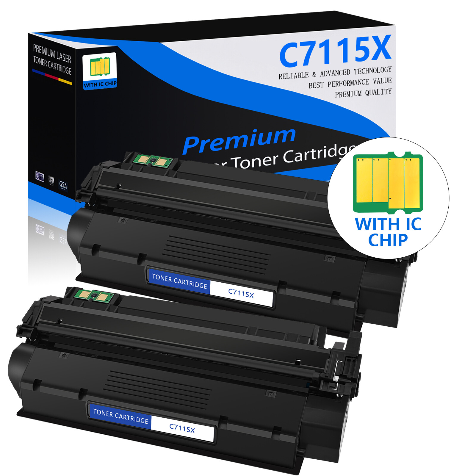 2 Packs C7115X Toner Cartridge Fit for HP LaserJet 1220se 3300 3310 3310mfp 3320