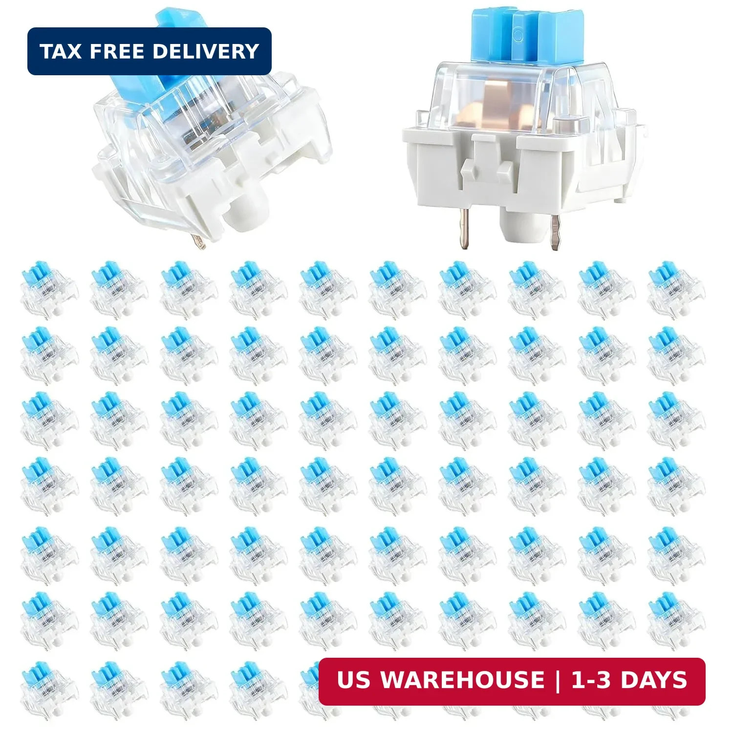 Mechanical Keyboard Switches, 72 Pcs 3 PIN Blue Keyboard Clicker Replacement Dus