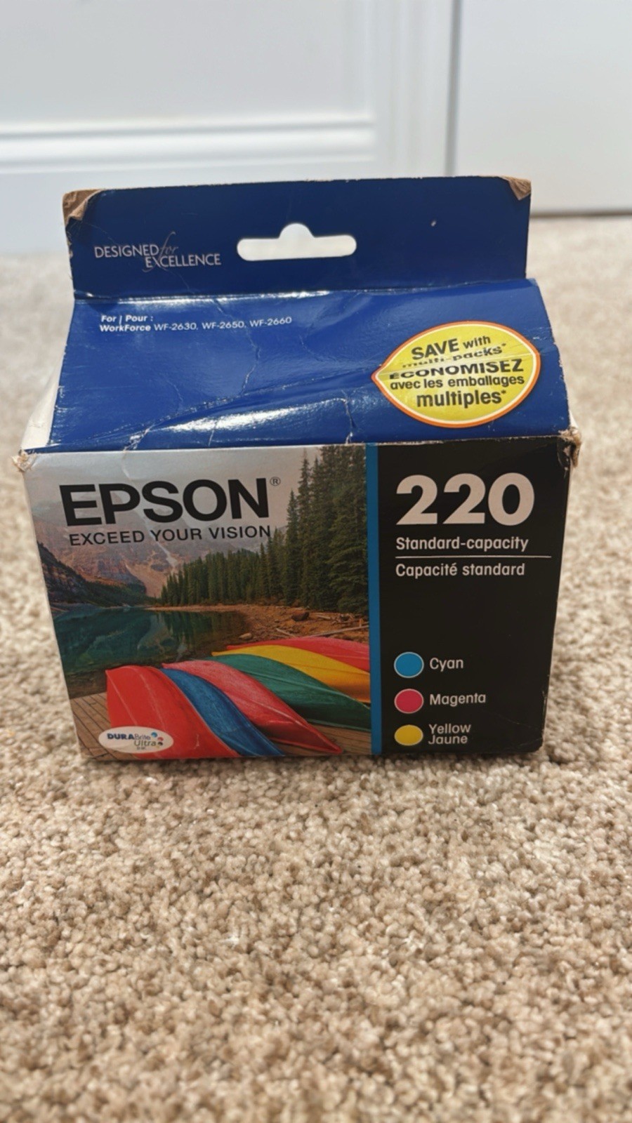 Epson Printer Ink 220 Cyan, Magenta & Yellow Jaune, NEW IN BOX T220520