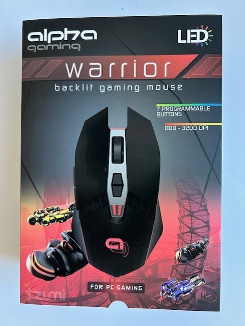 Alpha Gaming WARRIOR Backlit Gaming Mouse, 7 programmable buttons, NEW in Box