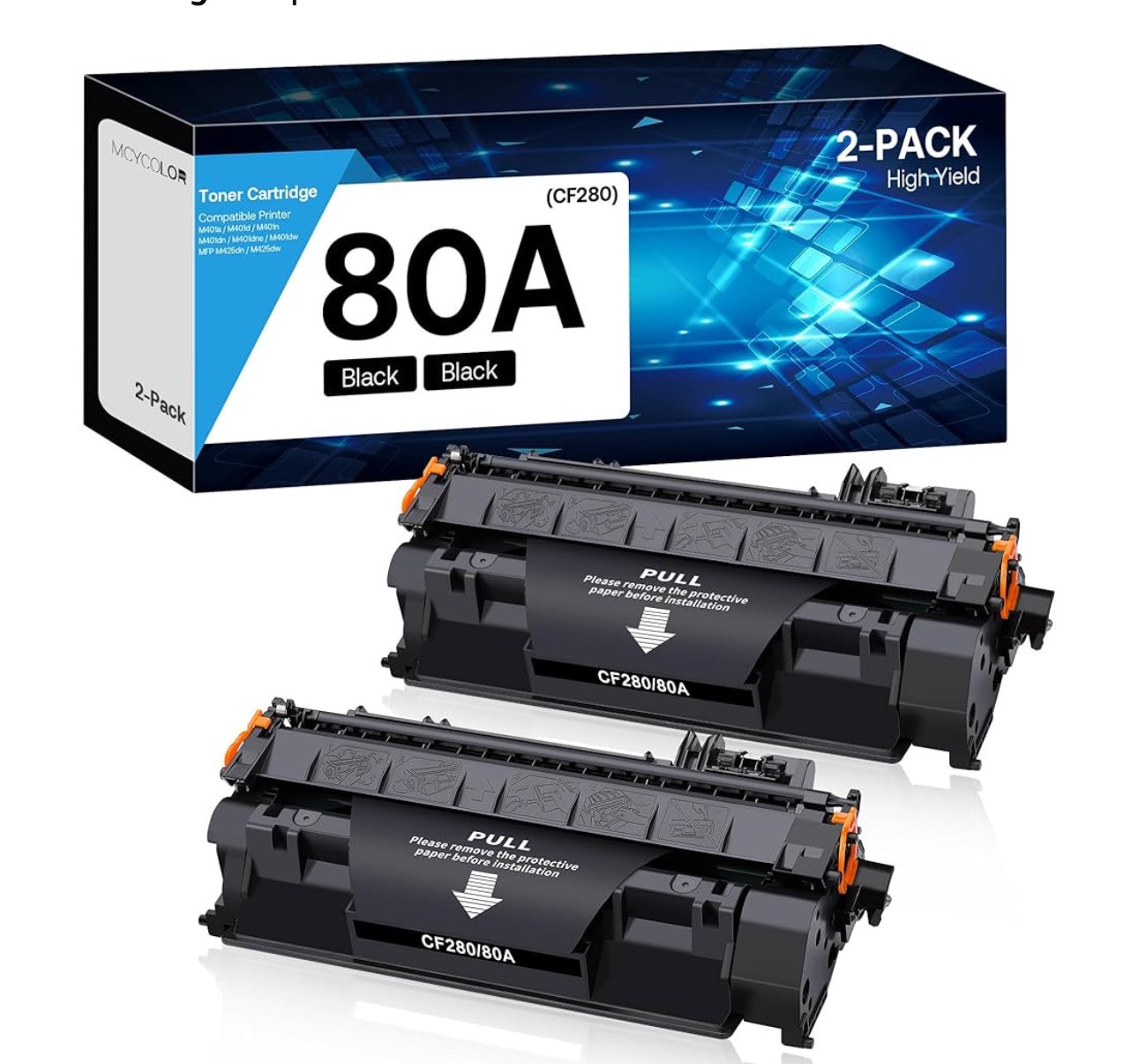 2-PACK High Yield Black Toner Cartridge Compatible for HP 80A & 280A Printers