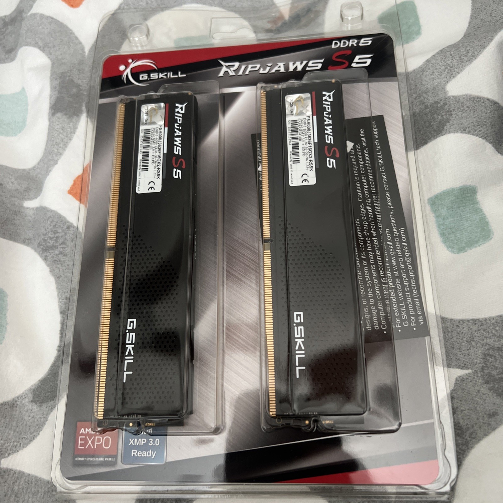G.Skill Ripjaws S5 32GB (2 x 16GB) DDR5-6000 PC5-48000 Desktop Memory RAM