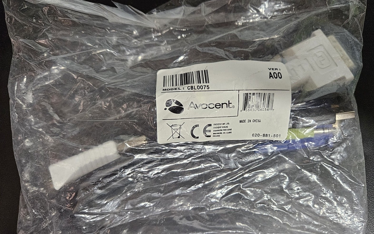 Avocent CBL0075 HMX Classic Transmitter Breakout Cable DVI x2  HMIQDHDD - NEW