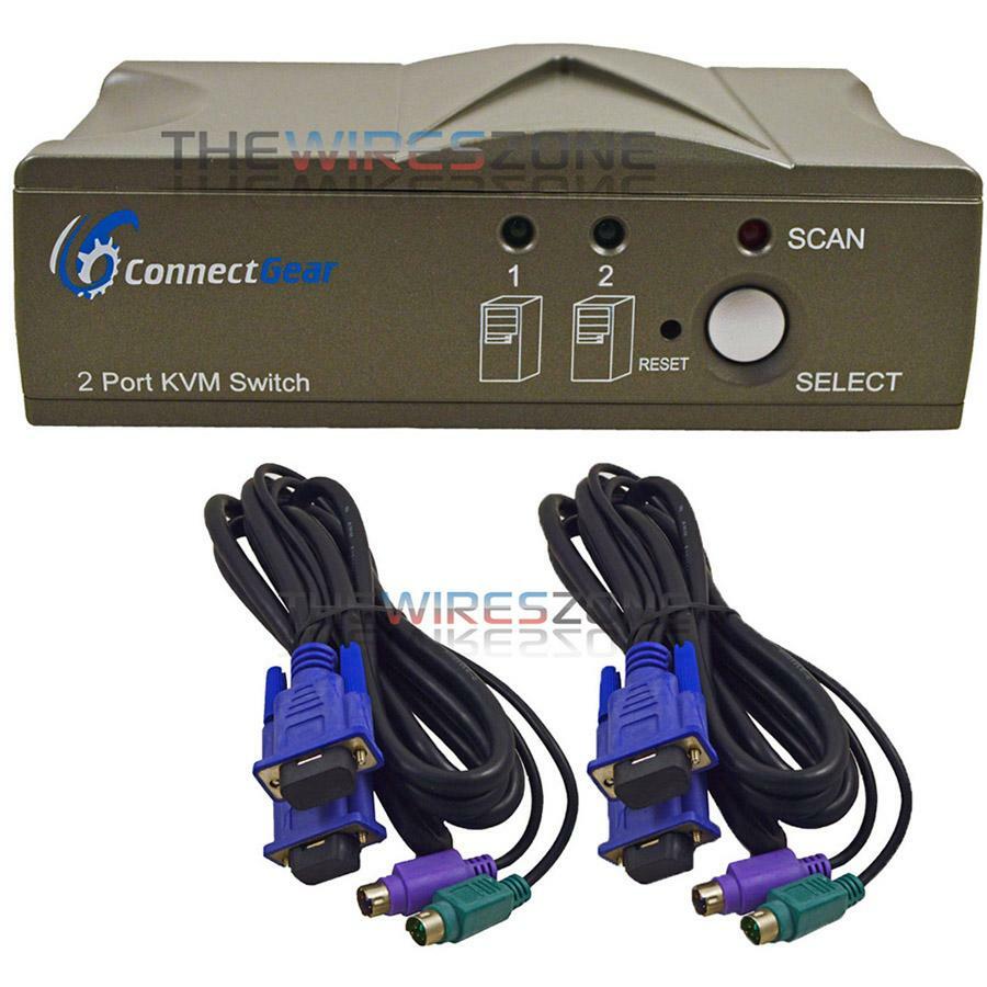 2 Port VGA Auto KVM Switch Adapter Box for Keyboard PC Video Monitor Mouse