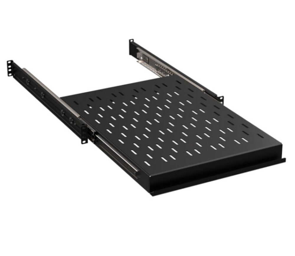 1U 24in Heavy Duty Vented Rack Mount Sliding Shelf 200lb Capacity Server Rack