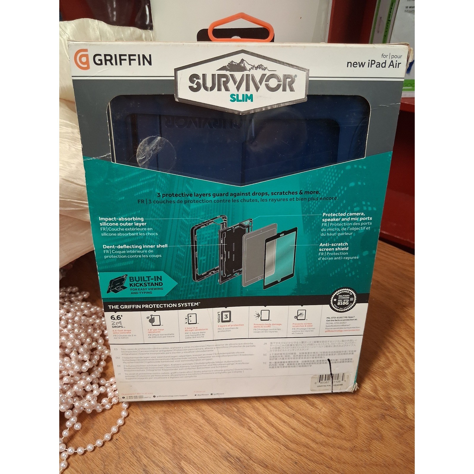Griffin Survivor Slim Case for iPad Air 2 Blue Rugged Protective Cover GB40388