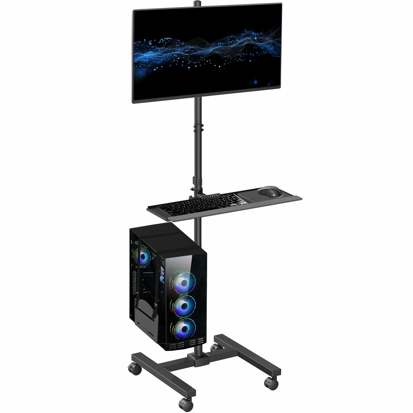 VIVO Mobile Computer Cart with Monitor Mount, PC Holder, Keyboard Tray