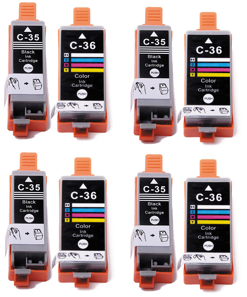 8 Pack PGI-35 BK CLI-36 C Ink Cartridges Set for Canon Pixma iP100 iP110 TR150