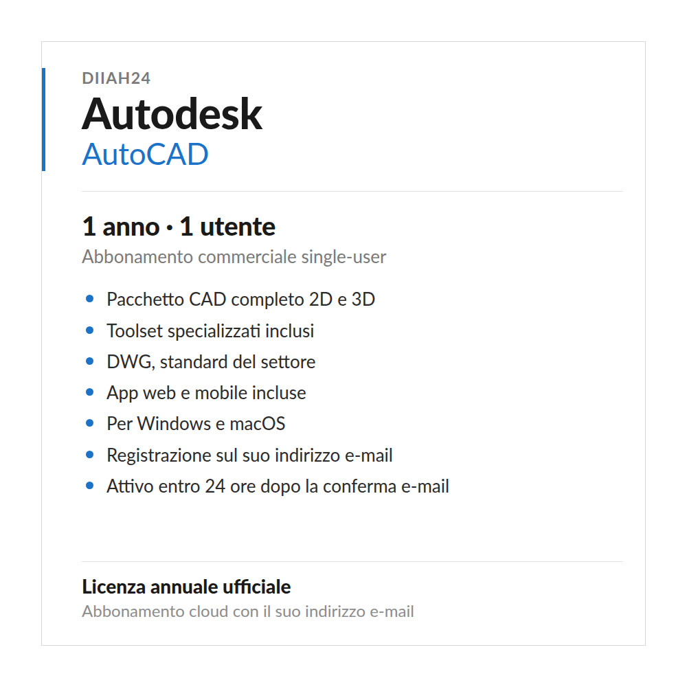Autodesk AutoCAD 2026 2023-2027 1 Year Subscription 1 User Official License