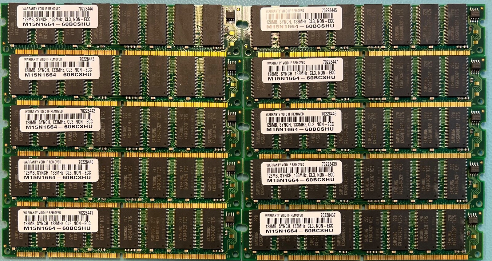 LOT OF 10 New Build 128MB PC133 133MHz CL3 168-Pin Non-ECC SDRAM Desktop Memory