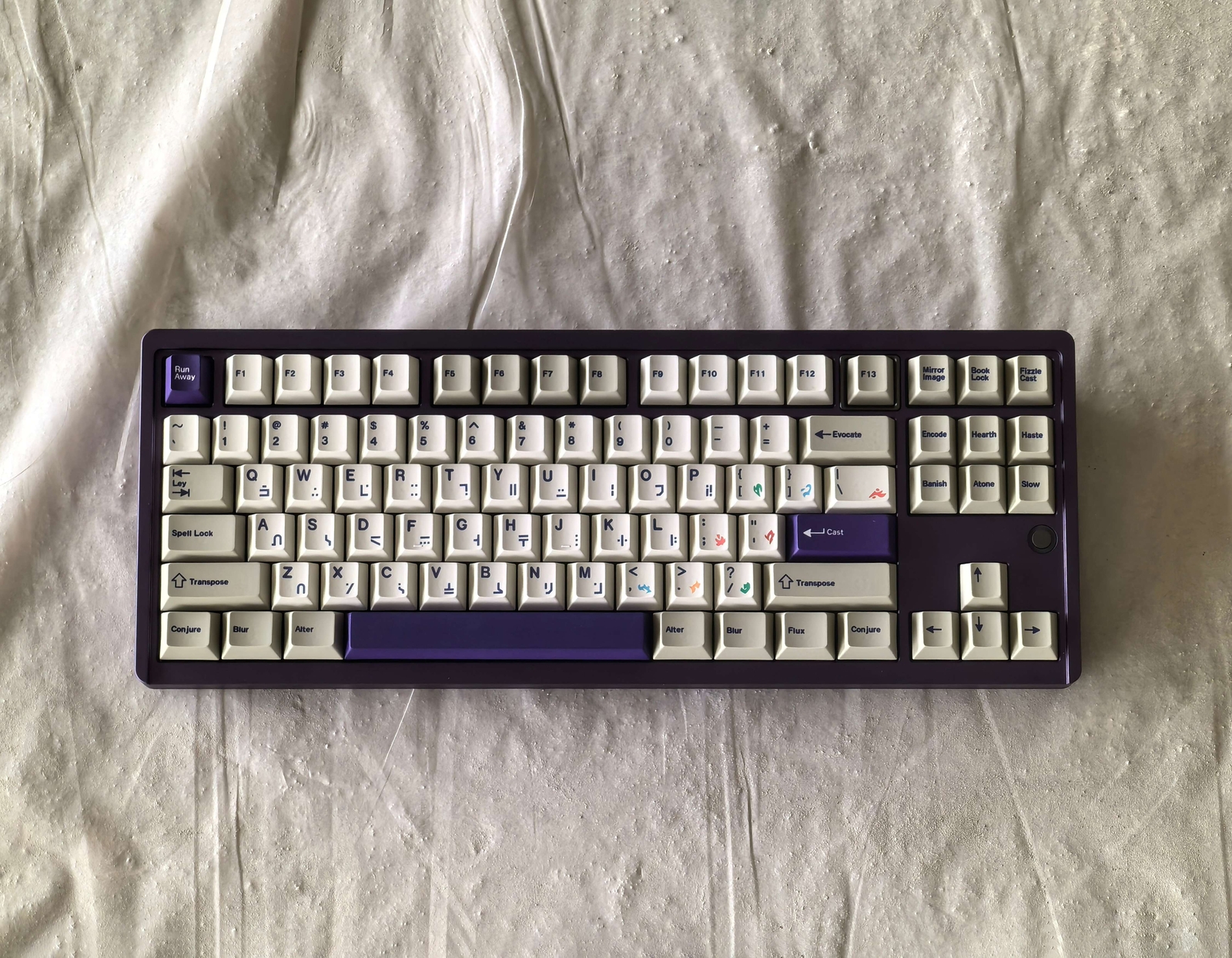 Spellbook Retro Gray White Purple Cherry Profile Dye subbed PBT Keycap Set