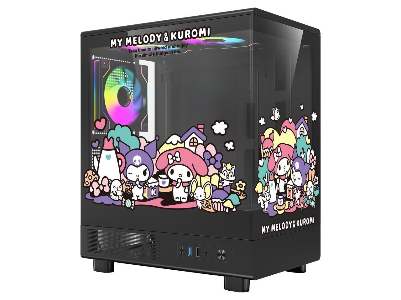 darkFlash DB330M MOTI Mini M-ATX Gaming PC Case, Sanrio Kuromi & My Melody Offic