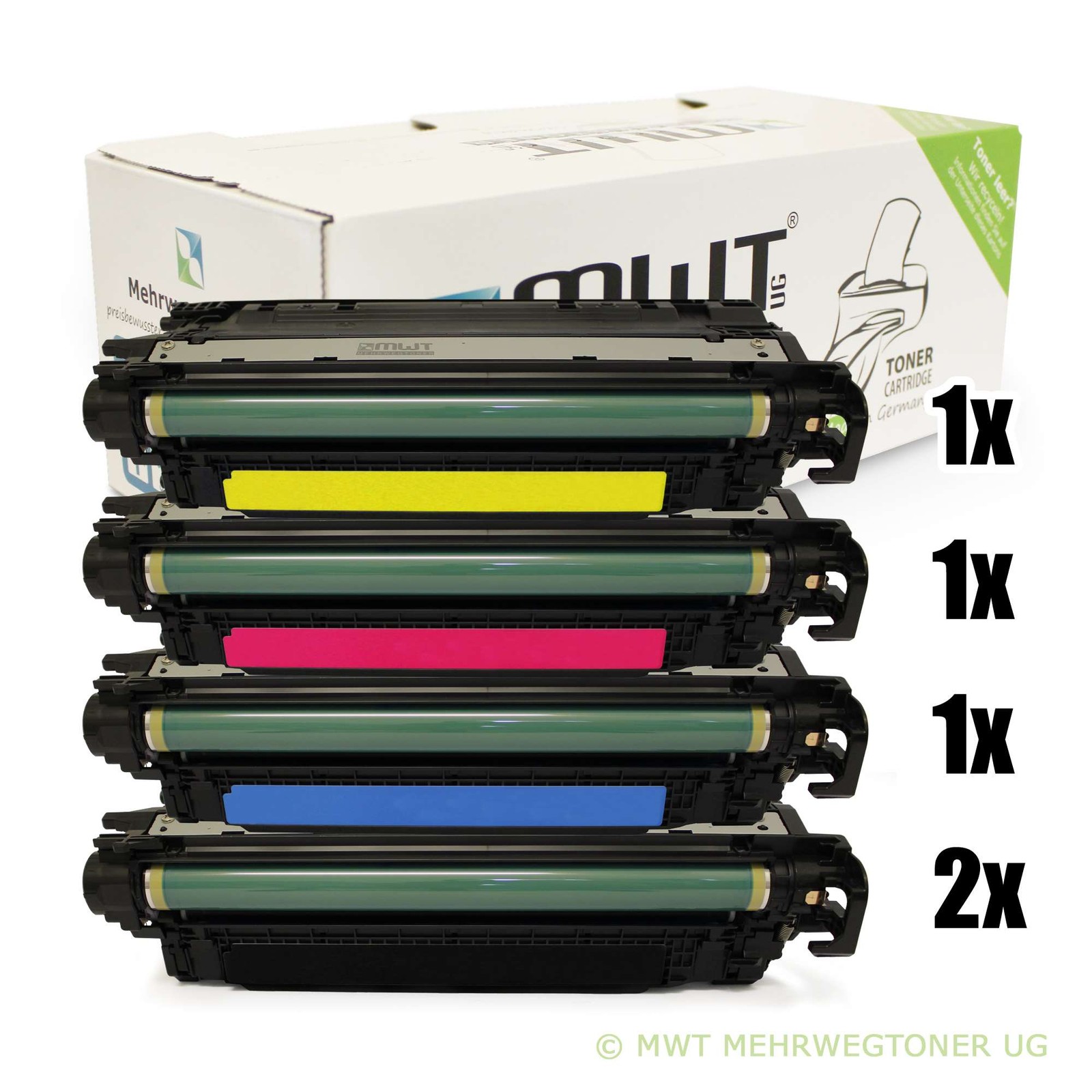 5x MWT ECO Compatible HP Color LaserJet Toner Cartridges XL for M-553-n
